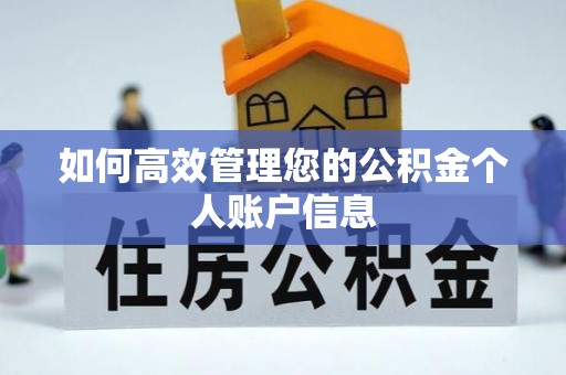 太原如何高效管理您的公积金个人账户信息