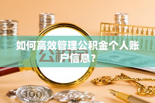 太原如何高效管理公积金个人账户信息？